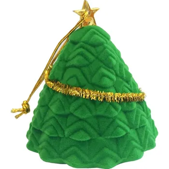 Dárková krabička Šperky4U Vánoční semišová dárková krabička, stromek - KR0270