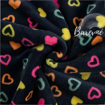 Wellness fleece Srdíčka na navy (E) (Hřejivý wellness fleece)