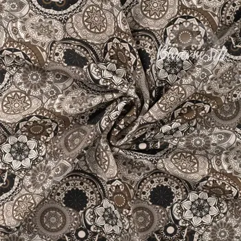 Teplákovina Mandala Orient Hnědošedá (E) (Kvalitní teplákovina z Holandska)