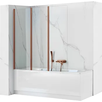 Vanová zástěna Skládací vanová zástěna REA AGAT-3 120 Brush Copper