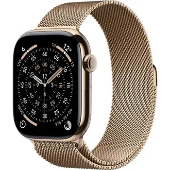 Chytré hodinky Apple Watch Series 11 GPS + Cellular 42mm Zlatý titan se zlatým milánským tahem MF8Y4MP/A