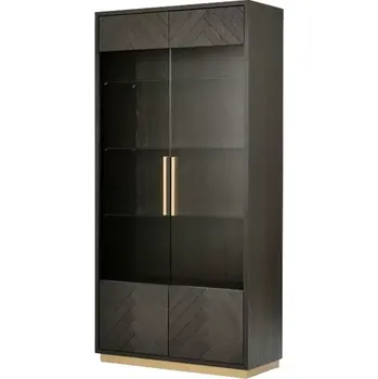 Vinotéka Vitrína Seville 100 cm z masivu černá/zlatá