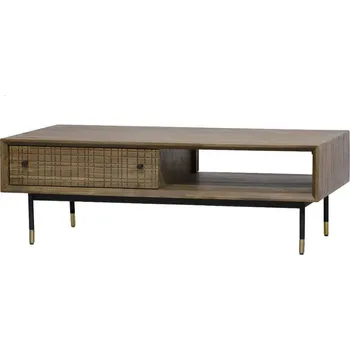 Konferenční stolek Konferenční stolek Maze 120 cm se zásuvkou z masivu hnědý/černý