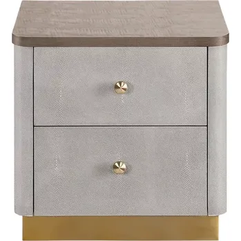 Noční stolek Noční stolek Stilig ST891 55 cm ekokůže béžovošedý/zlatý