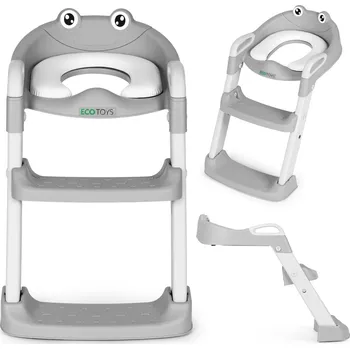 Kojenecká hygiena Dětská redukce na WC se schůdky šedá