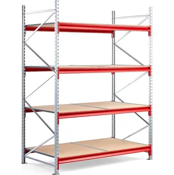 Dílenský regál Skladový regál TOUGH, 2500x1900x1000 mm, 4 dřevěné police
