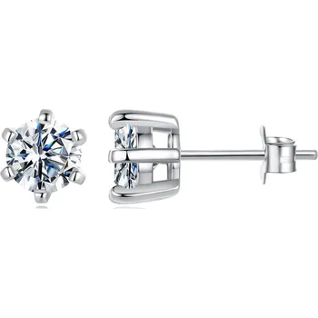Náušnice Olivie Stříbrné náušnice 6.5mm MOISSANITE 9983 Ag 925; ≤2 g.