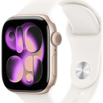 Apple Watch Series 11 42 mm, růžově zlatý hliník se světle růžovým sportovním řemínkem S/M
