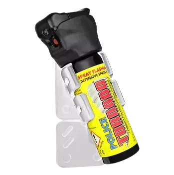 Bojový sport Pepřový sprej se svítilnou Police Tornádo 40ml s bílým držákem na dveře a světlem