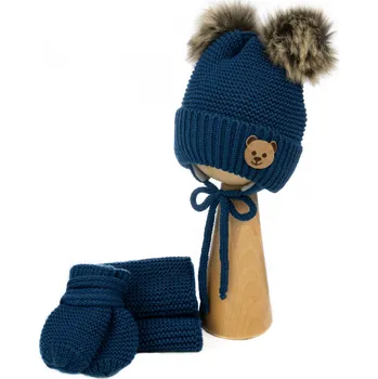 Čepice Zimní dětská čepice, zimní set, podšitá fleecem LUNA