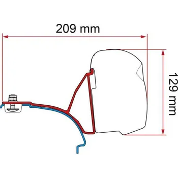 Příslušenství ke karavanu Adaptér pro Fiamma F43van na VW T5 a T6 se střešním C-profilem varianta Pravá strana