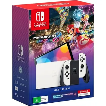 Herní konzole Nintendo Switch (OLED model) White + Mario Kart 8 Deluxe + 12M NSO