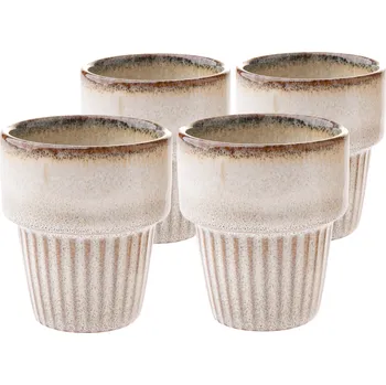 Sada 4 keramických hrnků Rustik 100 ml, béžová