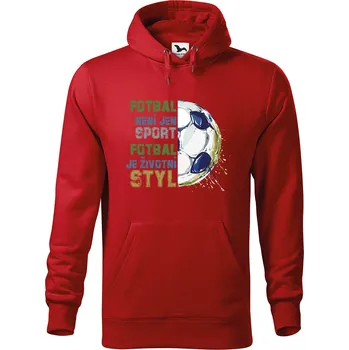 Pánská mikina DOBRÝ TRIKO Pánská mikina s potiskem Fotbal není jen sport Velikost pánské mikiny: 3XL, Barva: Červená