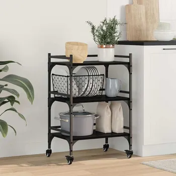 Kuchyňský vozík Černý dub 50 x 35 x 75.5 cm kompozitní dřevo