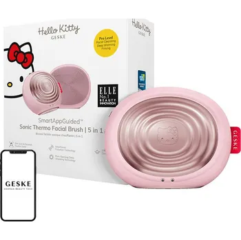 Masážní přístroj Sonický čisticí kartáček na obličej 5 v 1 Geske s aplikací (Hello Kitty, růžový)