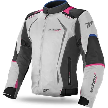 Moto bunda Dámská bunda na motorku SEVENTY DEGREES SD-JR49 šedo-modro-růžová L