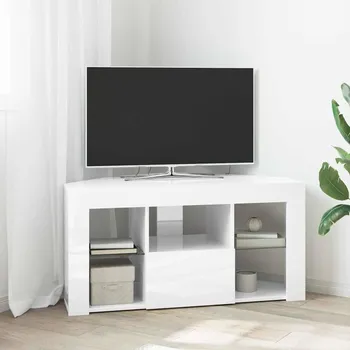 Televizní stolek Rohový LED TV stojan Vysoce lesklá bílá 104 x 40 x 50 cm