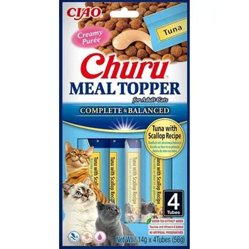 Pamlsek pro kočku Inaba Churu Cat meal topper tuňák a hřebenatka 4x 14g