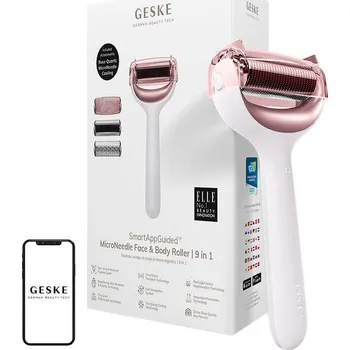 Masážní přístroj Mikrojehličkový váleček na obličej a tělo 9v1 Geske s aplikací (starlight)