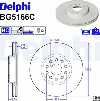 Brzdový kotouč Brzdový kotouč DELPHI BG5166C