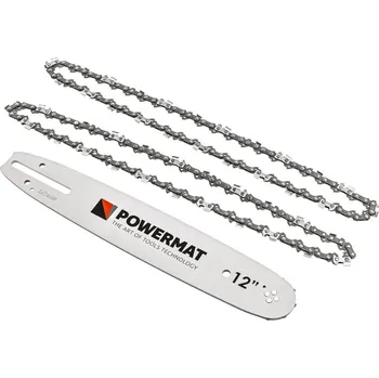Pilová lišta Vodící lišta pro řetězové pily 12" + 2 řetězy 3/8" 1,3 mm 45z - POWERMAT