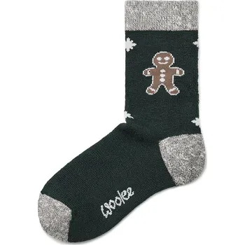 Pánské ponožky Vlnka Dětské vánoční ponožky s Merino vlnou perníček tmavě zelená velikost ponožek 25-29