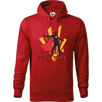 Pánská mikina DOBRÝ TRIKO Pánská mikina s potiskem Super táta Velikost pánské mikiny: S, Barva: Červená
