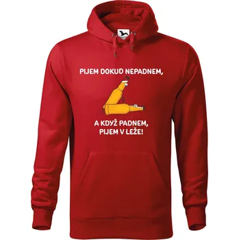 Pánská mikina DOBRÝ TRIKO Pánská mikina s potiskem PIJEM Velikost pánské mikiny: S, Barva: Červená