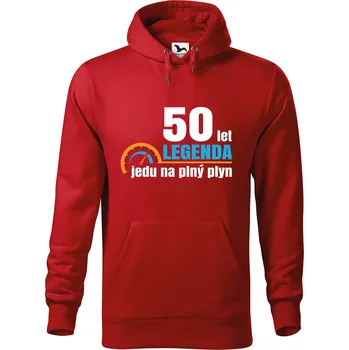 Pánská mikina DOBRÝ TRIKO Pánská mikina s potiskem Jedu na plný plyn Velikost pánské mikiny: XL, Barva: Červená