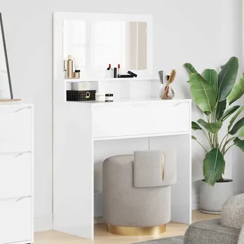 Toaletní stolek Toaletní stolky do ložnice se zásuvkou Vysoce lesklá bílá