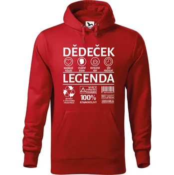Pánská mikina DOBRÝ TRIKO Pánská mikina s potiskem Dědeček legenda Velikost pánské mikiny: S, Barva: Červená
