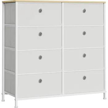 Komoda Komoda s látkovými zásuvkami BORDER krémově bílá/dub přírodní