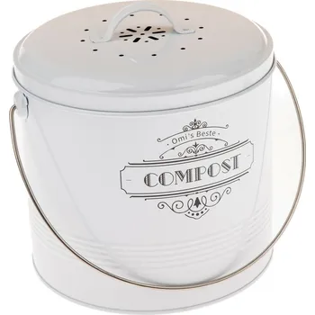 Dóza na potraviny Kovová nádoba na kompost s uhlíkovým filtrem 8 l, bílá