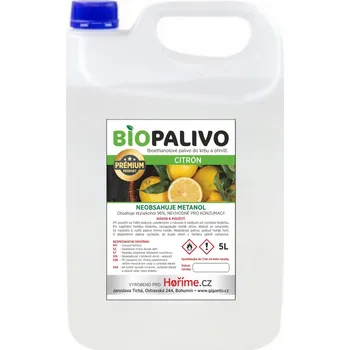 Biokrb Hoříme Biolíh Prémium palivo do biokrbu 5l Citrón