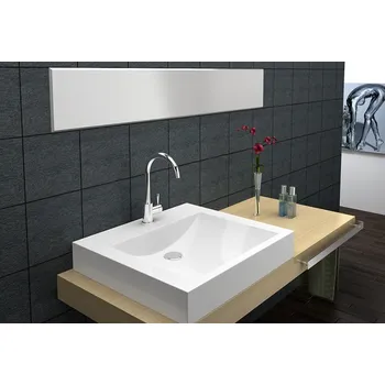 Umyvadlo BESTECO SQUARE Umyvadlo z litého mramoru, 55x50 cm, bílé (P6911)