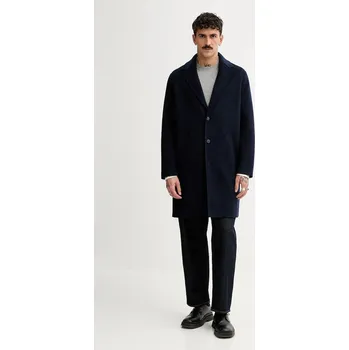 Dámský kabát Vlněný kabát FROM FUTURE tmavomodrá barva, oversize, MOU01372 59A, vel. L