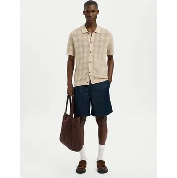 Pánská košile Selected Homme Košile 16097564 Béžová Regular Fit XXL