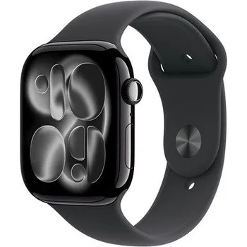 Chytré hodinky Apple Watch Series 11 GPS 46mm Klavírně černý hliník s černým sportovním řemínkem - S/M MEUW4MP/A