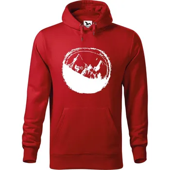 Pánská mikina DOBRÝ TRIKO Pánská mikina s potiskem Hory a kolo Velikost pánské mikiny: 2XL, Barva: Červená