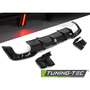 Tuning DIFFUSOR TWIN OUTLET GLOSSY BLACK s LED BRZDOVÝM SVĚTLEM SPORTOVNÍHO STYLU pasuje na AUDI A5 F5 19-23