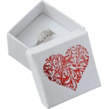 Dárková krabička Šperky4U Bílá krabička na prsten s ornamentálním srdcem - KR0240-WH
