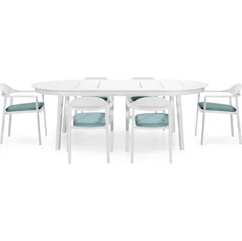 Zahradní sestava Zahradní set Marinelli, rozkládací stůl 230-300 cm + 6 židlí, hliník, bílá