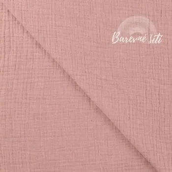 Mušelín melír Růžová (E) (Kvalitní vzorovaný mušelín)