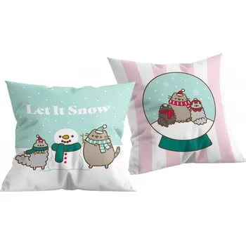 Dekorativní polštářek Halantex • Oboustranný polštář Pusheen - motiv Let It Snow - 40x40 cm