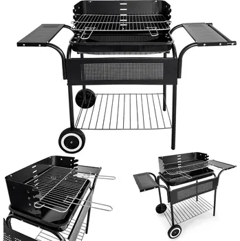 Zahradní gril Zahradní gril kovové police regulace roštu kola