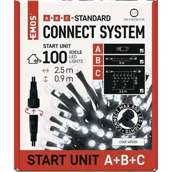 Vánoční osvětlení EMOS D1CC03 řetěz rampouchy 100 LED studená bílá