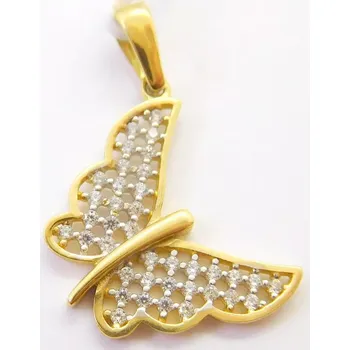 Přívěsek Klenoty Budín Dámský velký zlatý přívěsek se zirkony motýlek 585/1,44gr HK3265 (Klenoty Budín Dámský velký zlatý přívěsek se zirkony motýlek 585/1,44gr HK3265)