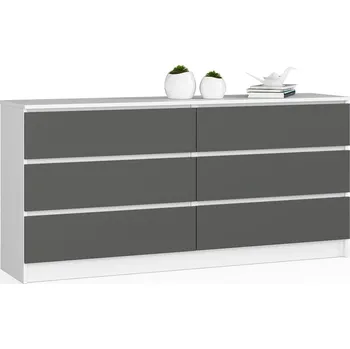 Komoda KOMODA K160 6SZ CLP PK BÍLÁ / ŠEDÁ