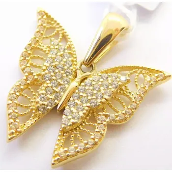 Přívěsek Klenoty Budín Dámský velký zlatý přívěsek se zirkony motýlek 585/2,22gr HK3266 (Klenoty Budín Dámský velký zlatý přívěsek se zirkony motýlek 585/2,22gr HK3266)